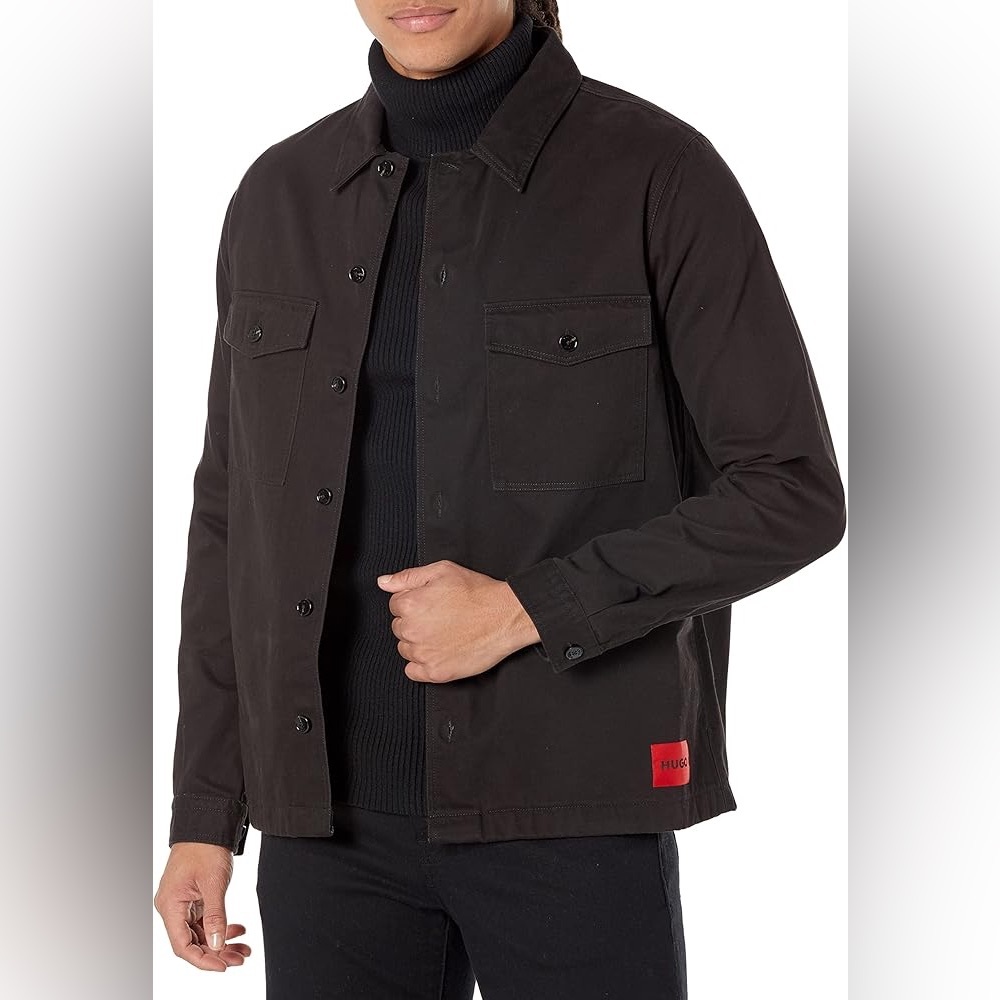 Hugo Overshirt Jacket Patch Pockets Button - image 3